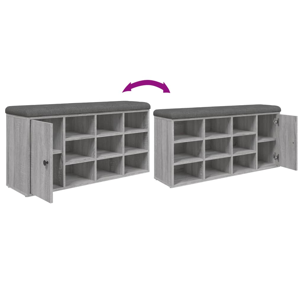 Panca Porta Scarpe Grigio Sonoma 102x32x50 cm Legno Multistrato | homemem39