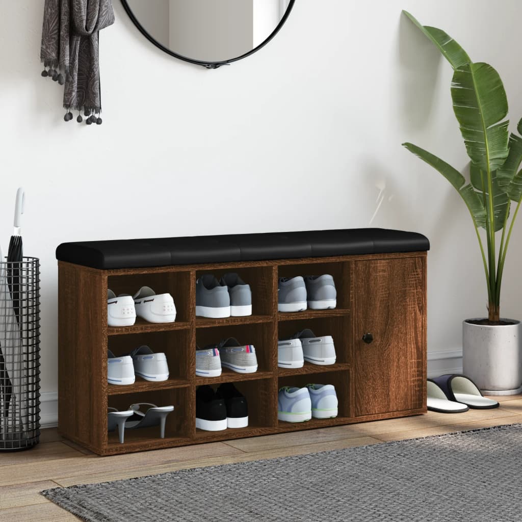 Panca Porta Scarpe Rovere Marrone 102x32x50cm Legno Multistrato - homemem39