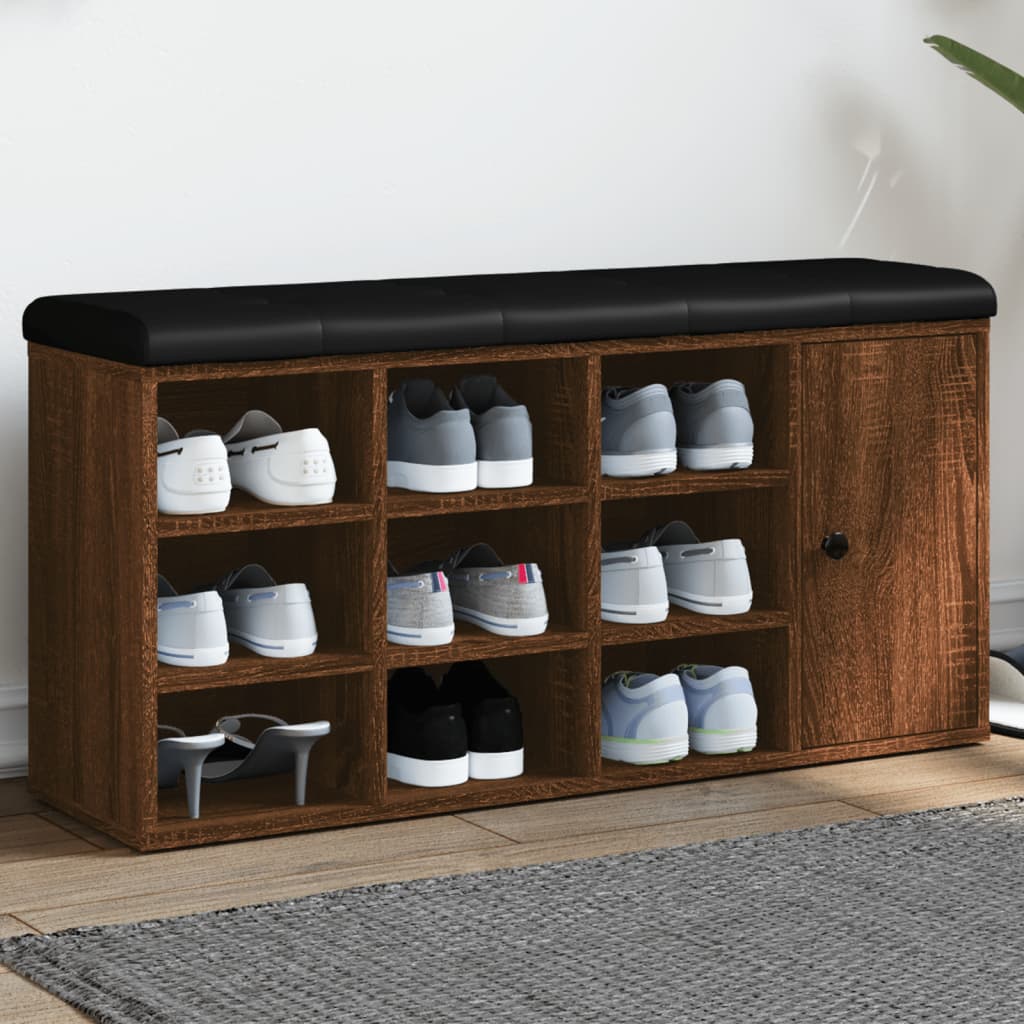 Panca Porta Scarpe Rovere Marrone 102x32x50cm Legno Multistrato - homemem39