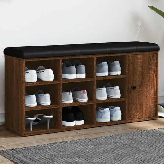 Panca Porta Scarpe Rovere Marrone 102x32x50cm Legno Multistrato - homemem39