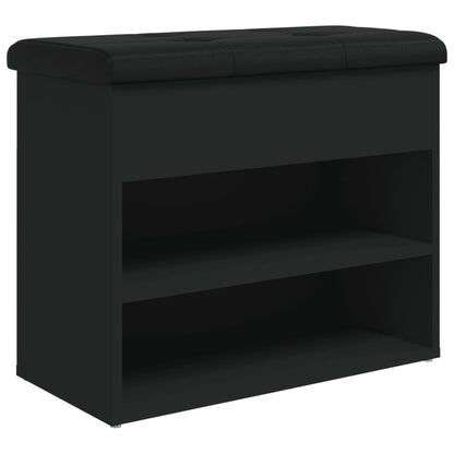 Panca Porta Scarpe Nera 62x32x50 cm in Legno Multistrato - homemem39