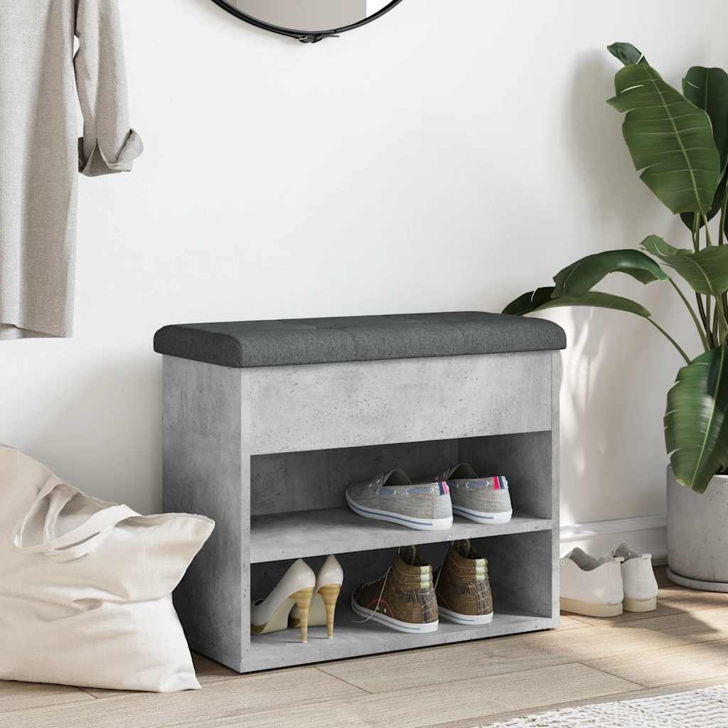 Panca Porta Scarpe Grigio Cemento 62x32x50cm Legno Multistrato | homemem39