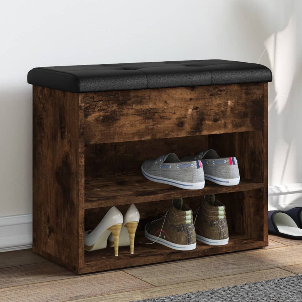 Panca Porta Scarpe Rovere Fumo 62x32x50 cm Legno Multistrato | homemem39