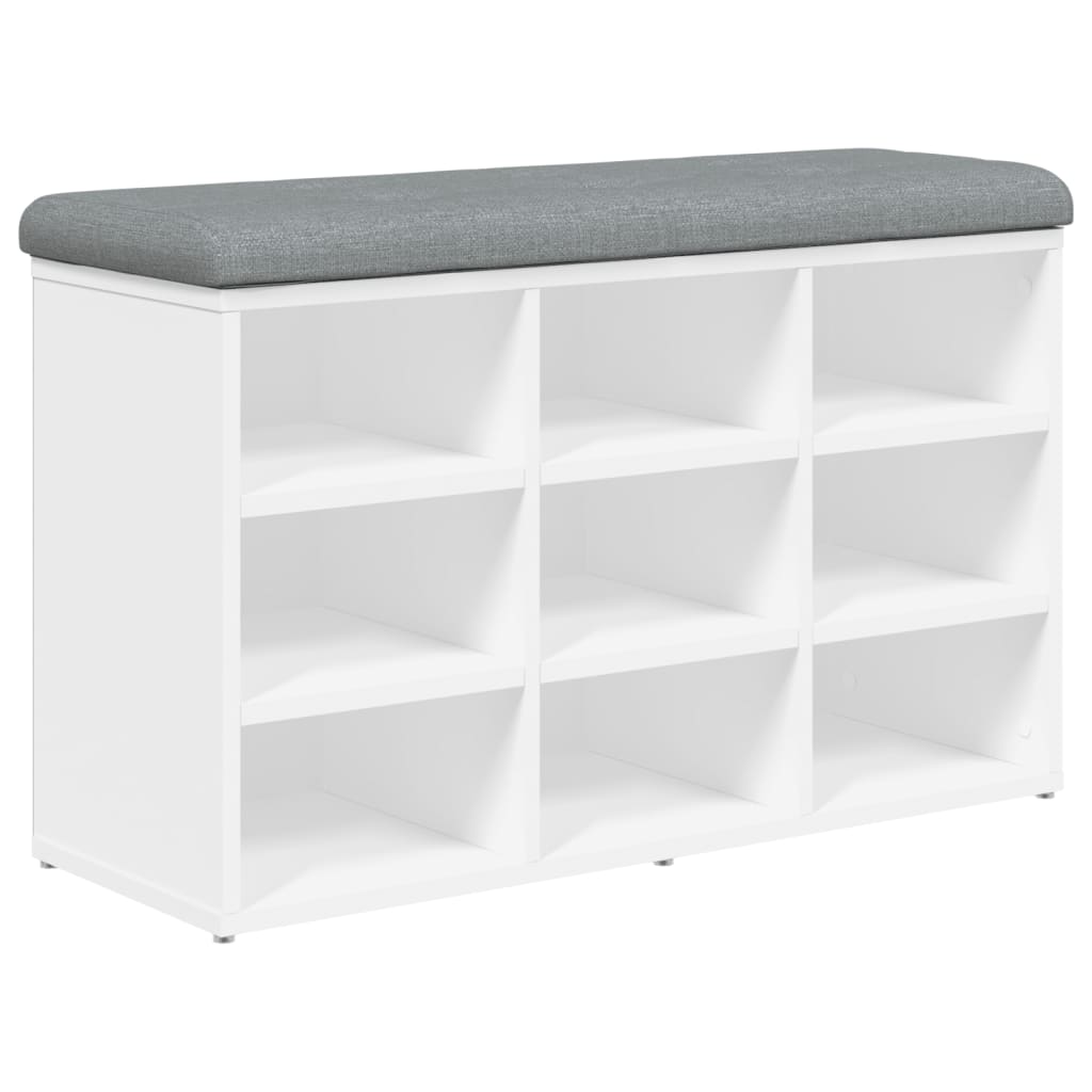 Panca Scarpiera Bianca 82x32x50 cm in Legno Massello di Argilla | homemem39