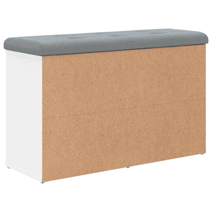 Panca Scarpiera Bianca 82x32x50 cm in Legno Massello di Argilla | homemem39