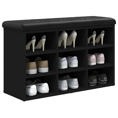Panca Porta Scarpe Nera 82x32x50 cm in Legno Multistrato | homemem39