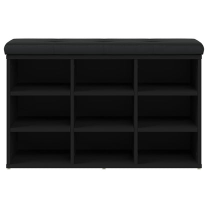 Panca Porta Scarpe Nera 82x32x50 cm in Legno Multistrato - homemem39