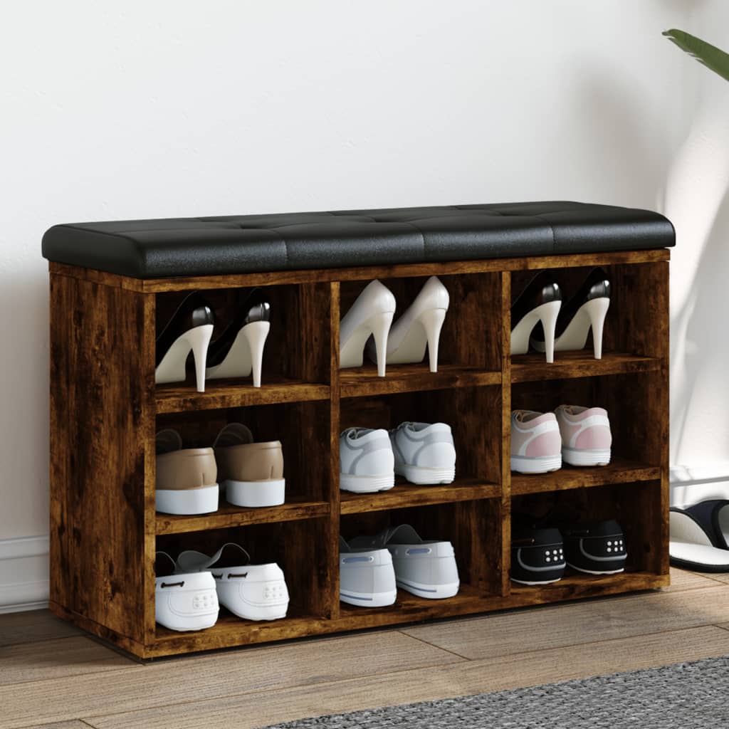 Panca Porta Scarpe Rovere Fumo 82x32x50 cm Legno Multistrato | homemem39