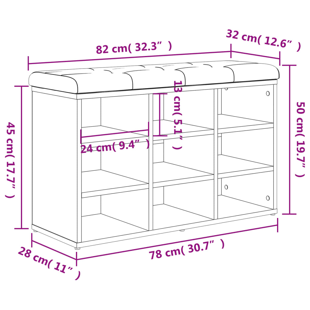 Panca Porta Scarpe Grigio Sonoma 82x32x50 cm Legno Multistrato | homemem39