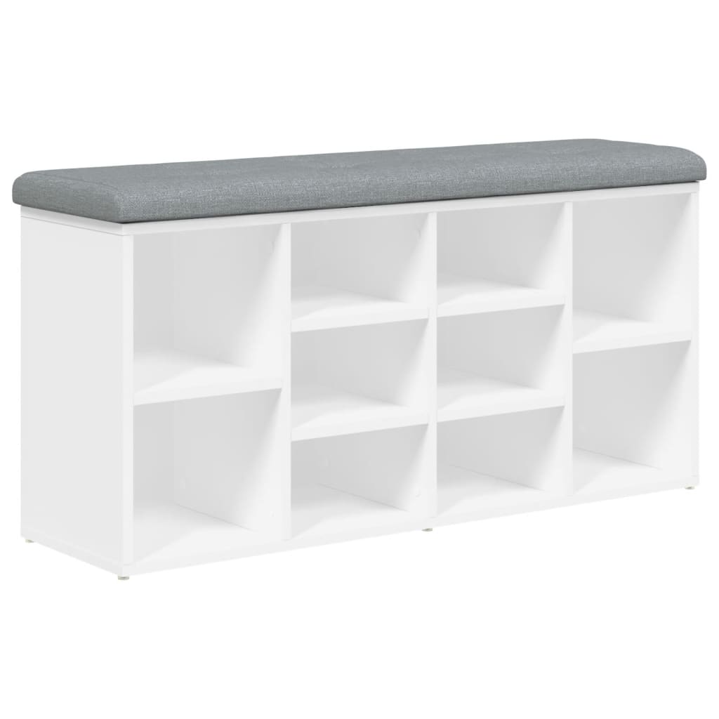 Panca Scarpiera Bianca 102x32x50 cm in Legno Massello di Argilla | homemem39