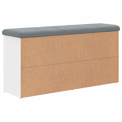 Panca Scarpiera Bianca 102x32x50 cm in Legno Massello di Argilla | homemem39