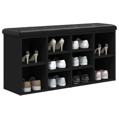 Panca Porta Scarpe Nera 102x32x50 cm in Legno Multistrato | homemem39