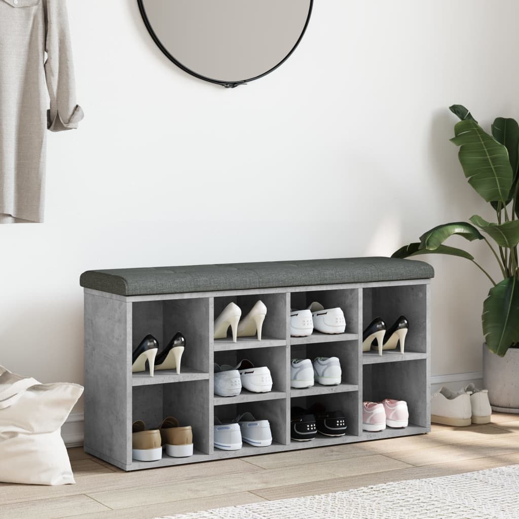 Panca Porta Scarpe Grigio Cemento 102x32x50cm Legno Multistrato | homemem39
