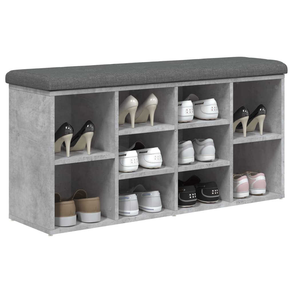Panca Porta Scarpe Grigio Cemento 102x32x50cm Legno Multistrato | homemem39