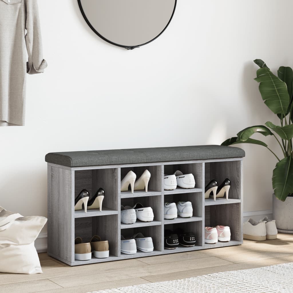 Panca Porta Scarpe Grigio Sonoma 102x32x50 cm Legno Multistrato | homemem39