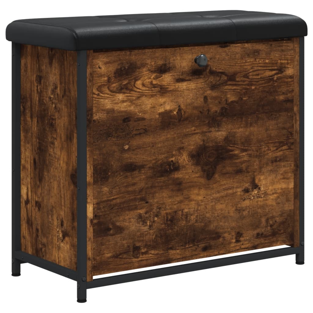 Panca Portascarpe Cassetto Ribaltabile Rovere Fumo 62x32x56cm - homemem39