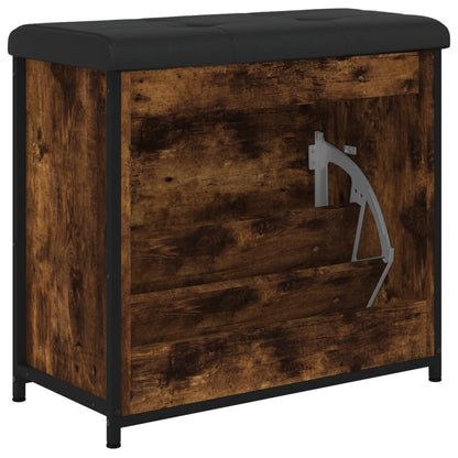 Panca Portascarpe Cassetto Ribaltabile Rovere Fumo 62x32x56cm - homemem39