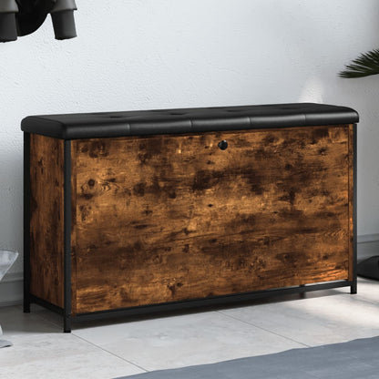 Panca Portascarpe Cassetto Ribaltabile Rovere Fumo 102x32x56cm - homemem39