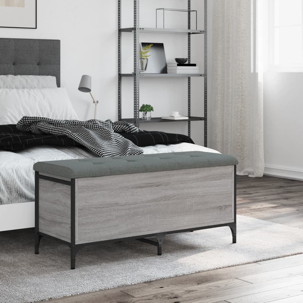 Panca Portaoggetti Grigio Sonoma 102x42x45 cm Legno Multistrato - homemem39