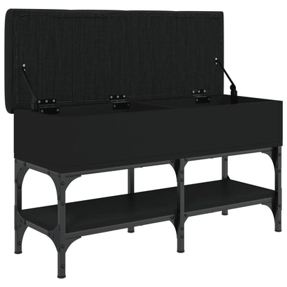 Panca Portaoggetti Nera 82x32x45 cm in Legno Multistrato - homemem39