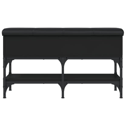 Panca Portaoggetti Nera 82x32x45 cm in Legno Multistrato - homemem39