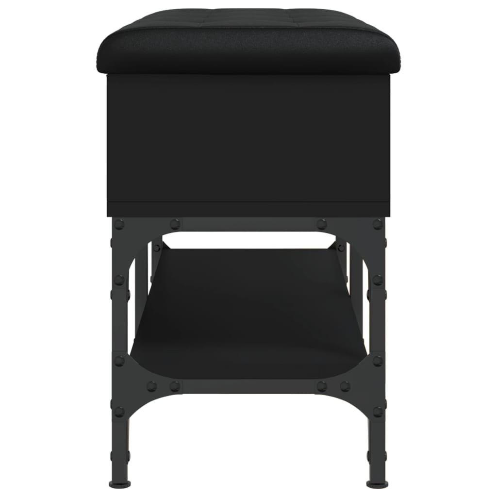 Panca Portaoggetti Nera 82x32x45 cm in Legno Multistrato - homemem39