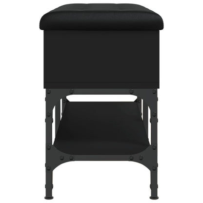 Panca Portaoggetti Nera 82x32x45 cm in Legno Multistrato - homemem39