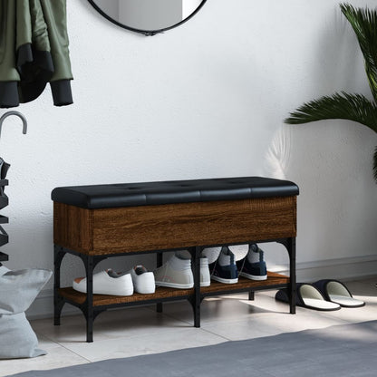 Panca per Scarpe Rovere Marrone 82x32x45 cm Legno Multistrato - homemem39