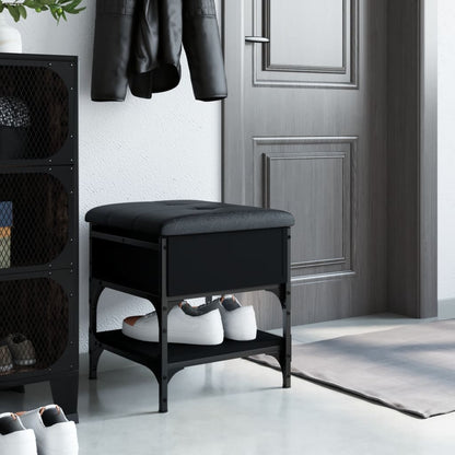 Panca Porta Scarpe Nera 42x42x45 cm in Legno Multistrato - homemem39