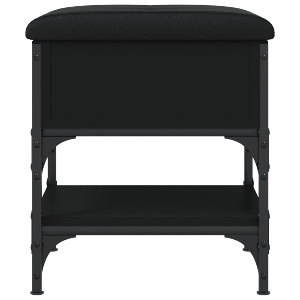 Panca Porta Scarpe Nera 42x42x45 cm in Legno Multistrato - homemem39