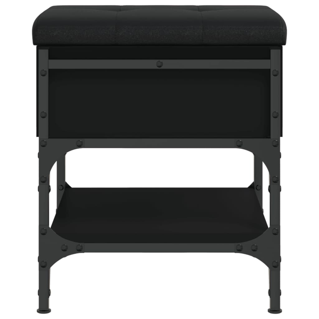 Panca Porta Scarpe Nera 42x42x45 cm in Legno Multistrato - homemem39
