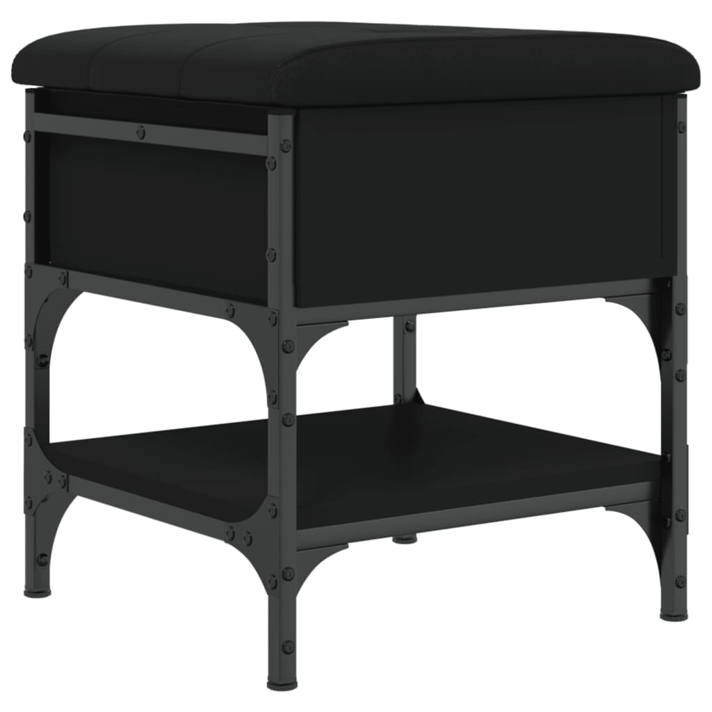 Panca Porta Scarpe Nera 42x42x45 cm in Legno Multistrato - homemem39