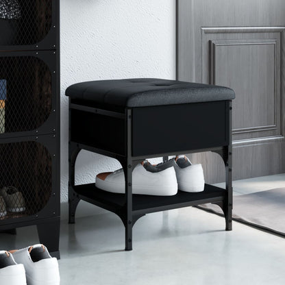 Panca Porta Scarpe Nera 42x42x45 cm in Legno Multistrato - homemem39