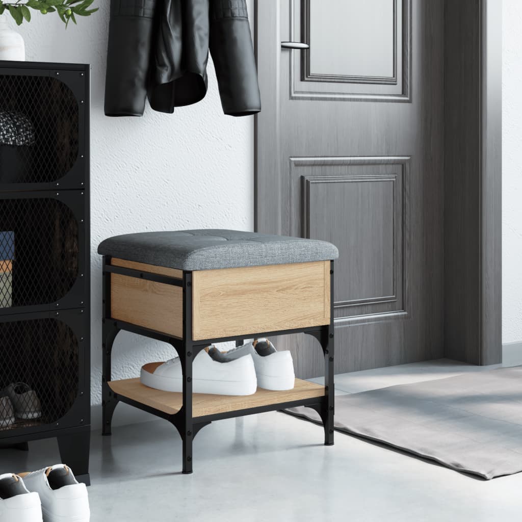 Panca Porta Scarpe Rovere Sonoma 42x42x45 cm Legno Multistrato - homemem39