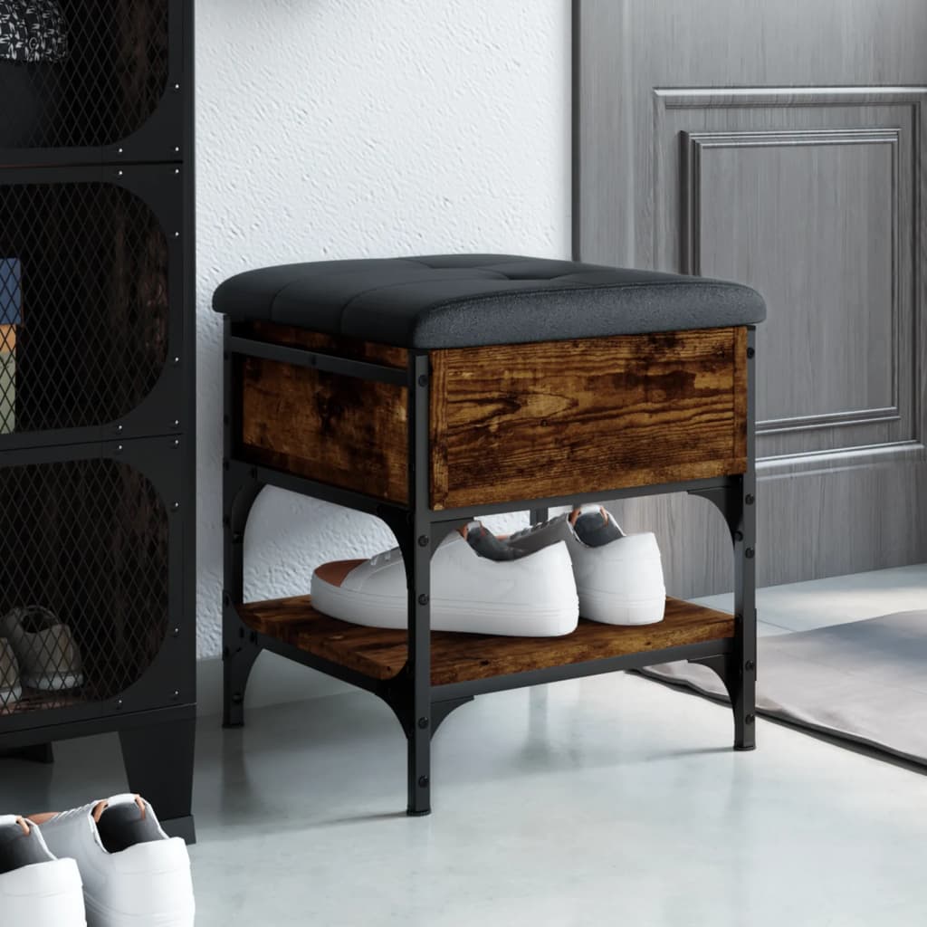 Panca Porta Scarpe Rovere Fumo 42x42x45 cm in Legno Multistrato - homemem39