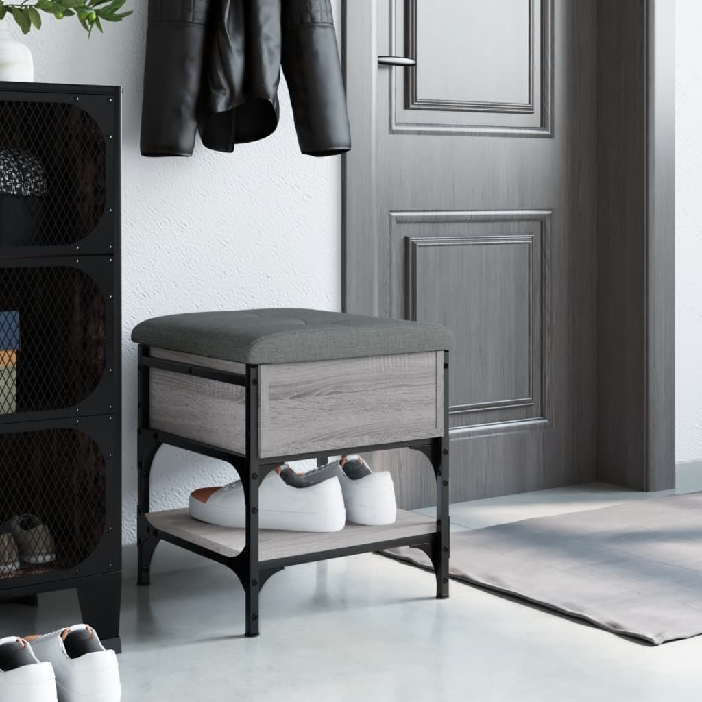 Panca Porta Scarpe Grigio Sonoma 42x42x45 cm Legno Multistrato - homemem39