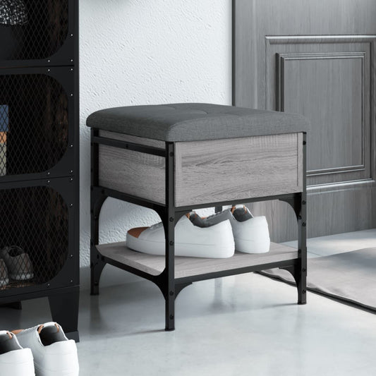 Panca Porta Scarpe Grigio Sonoma 42x42x45 cm Legno Multistrato - homemem39