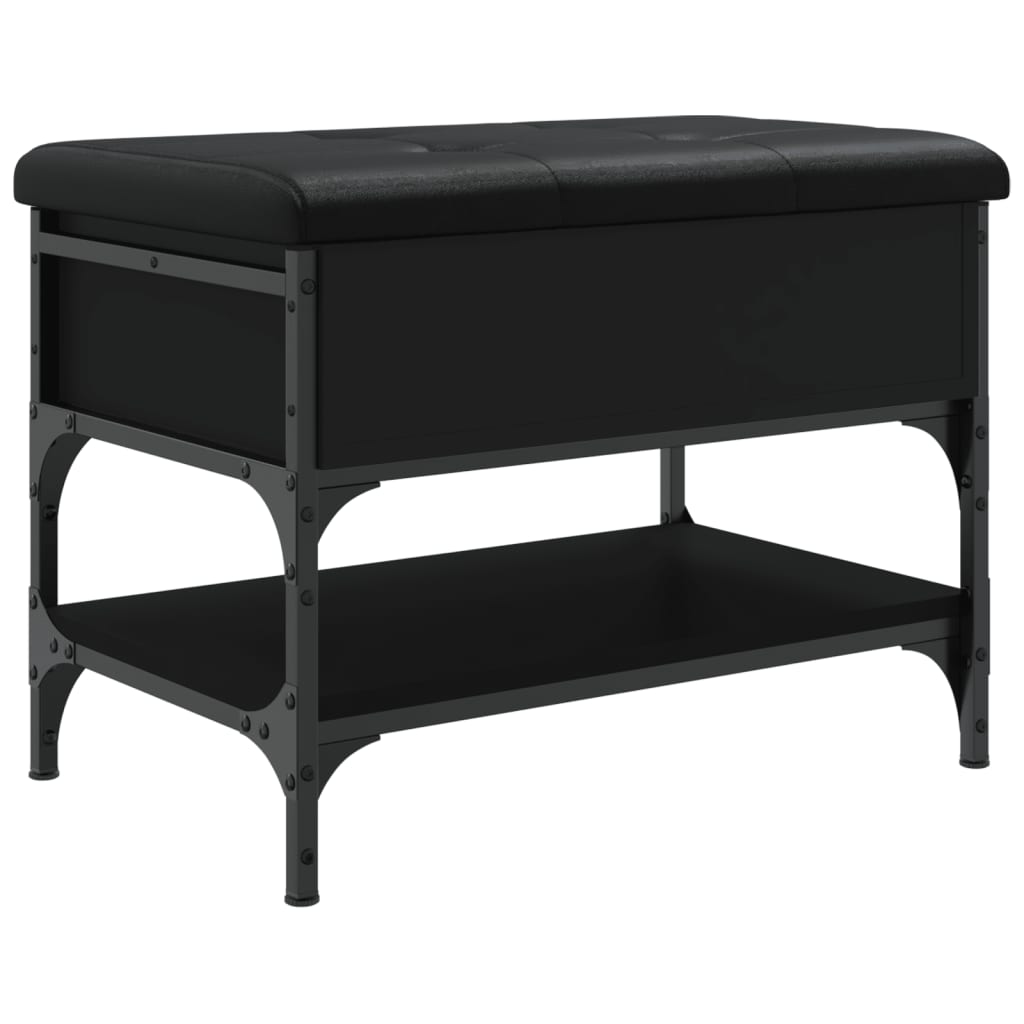 Panca Porta Scarpe Nera 62x42x45 cm in Legno Multistrato - homemem39