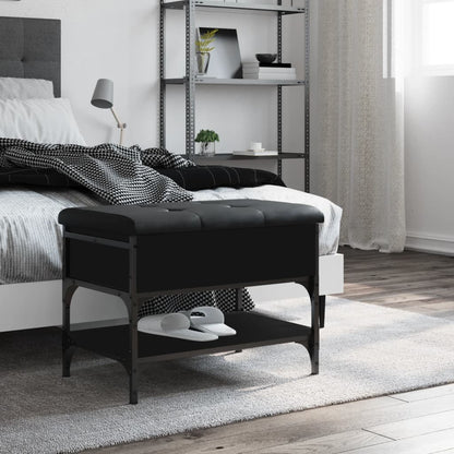 Panca Porta Scarpe Nera 62x42x45 cm in Legno Multistrato - homemem39