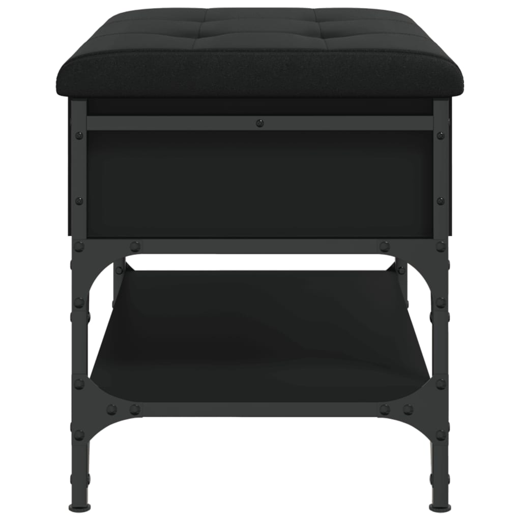 Panca Porta Scarpe Nera 62x42x45 cm in Legno Multistrato - homemem39