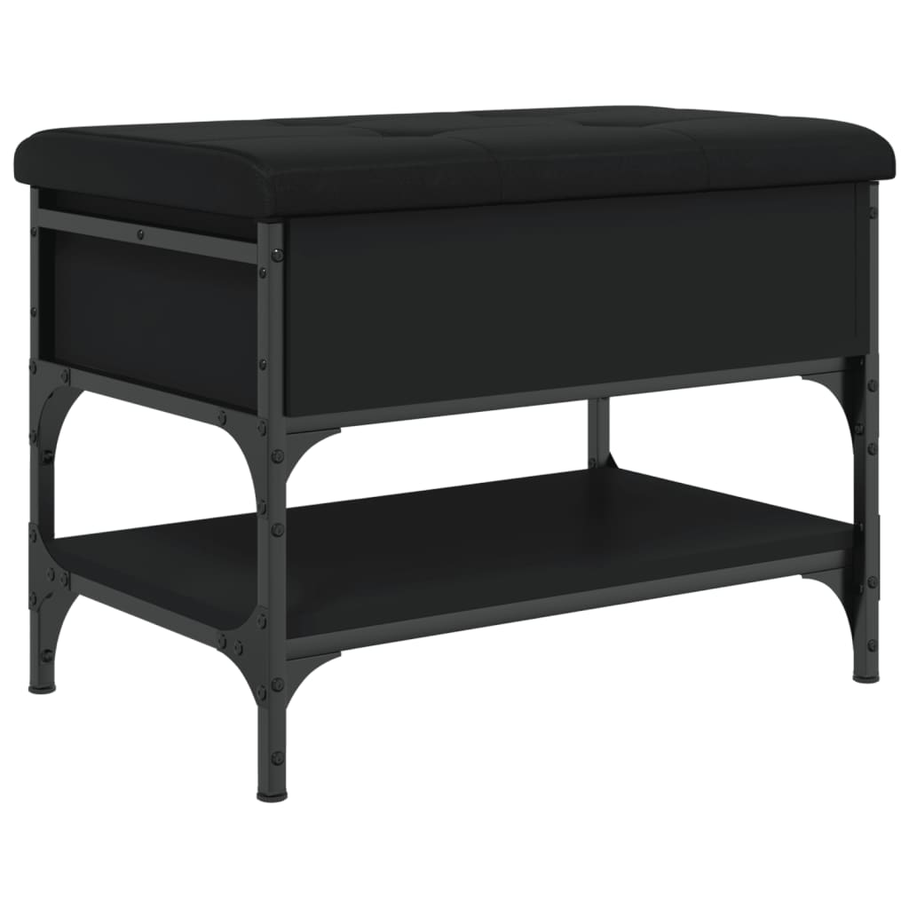 Panca Porta Scarpe Nera 62x42x45 cm in Legno Multistrato - homemem39