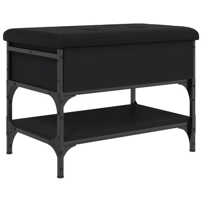 Panca Porta Scarpe Nera 62x42x45 cm in Legno Multistrato - homemem39