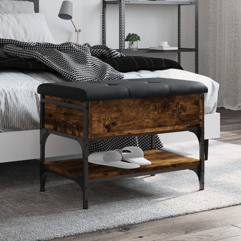 Panca Porta Scarpe Rovere Fumo 62x42x45 cm in Legno Multistrato - homemem39