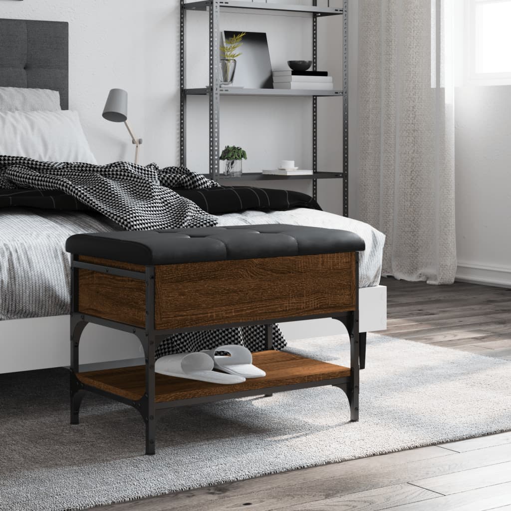 Panca Porta Scarpe Rovere Marrone 62x42x45 cm Legno Multistrato - homemem39