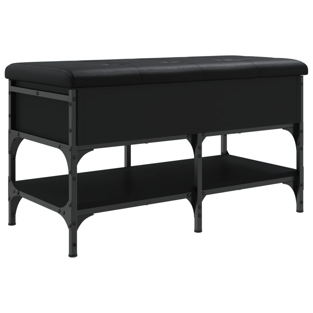 Panca Porta Scarpe Nera 82x42x45 cm in Legno Multistrato - homemem39