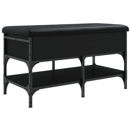 Panca Porta Scarpe Nera 82x42x45 cm in Legno Multistrato - homemem39