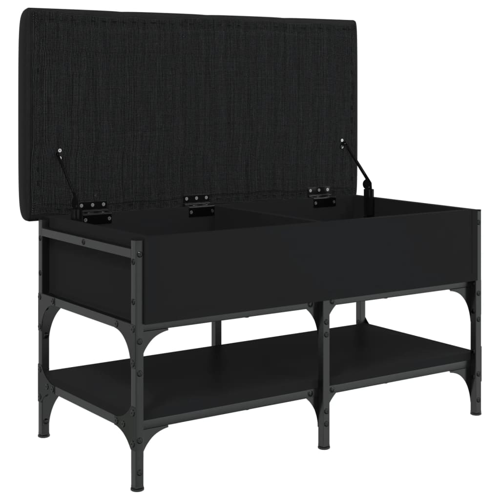 Panca Porta Scarpe Nera 82x42x45 cm in Legno Multistrato - homemem39