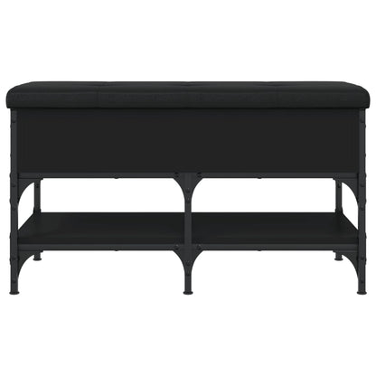 Panca Porta Scarpe Nera 82x42x45 cm in Legno Multistrato - homemem39