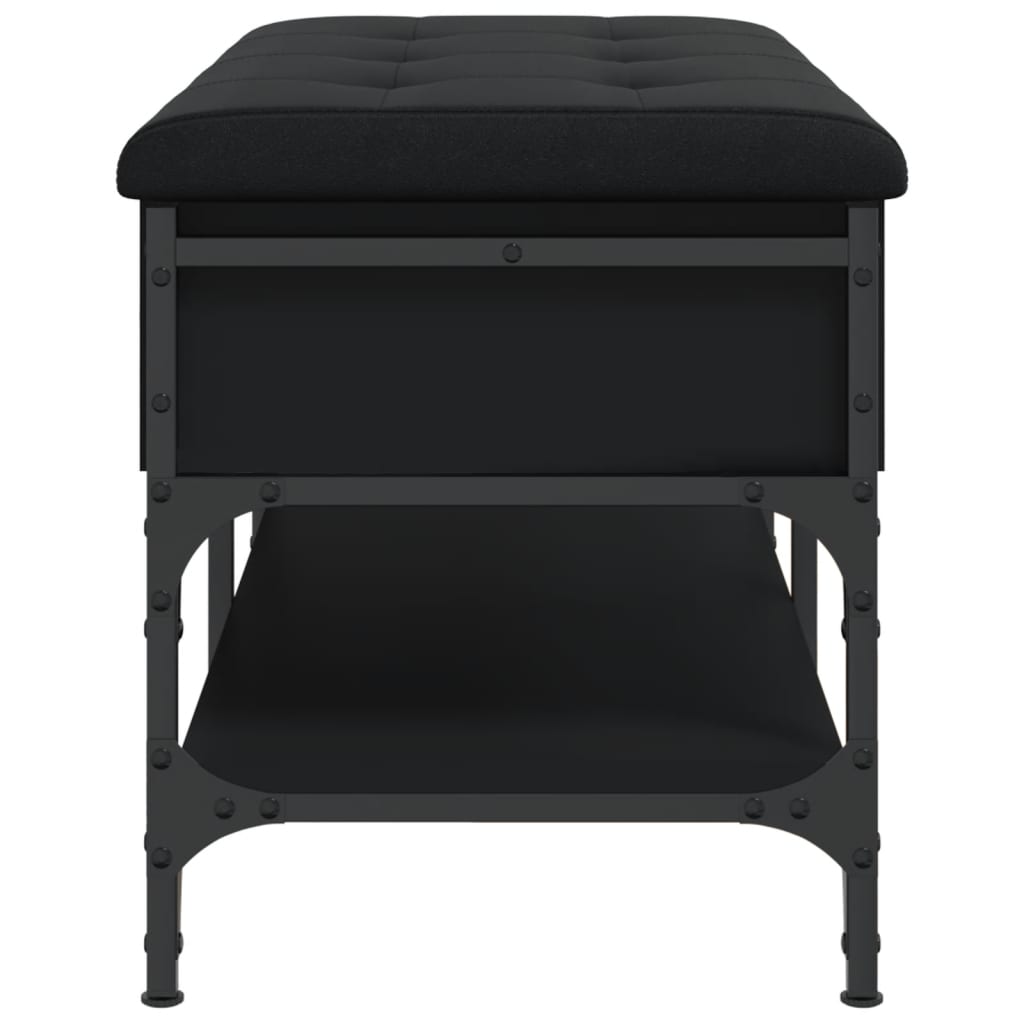 Panca Porta Scarpe Nera 82x42x45 cm in Legno Multistrato - homemem39