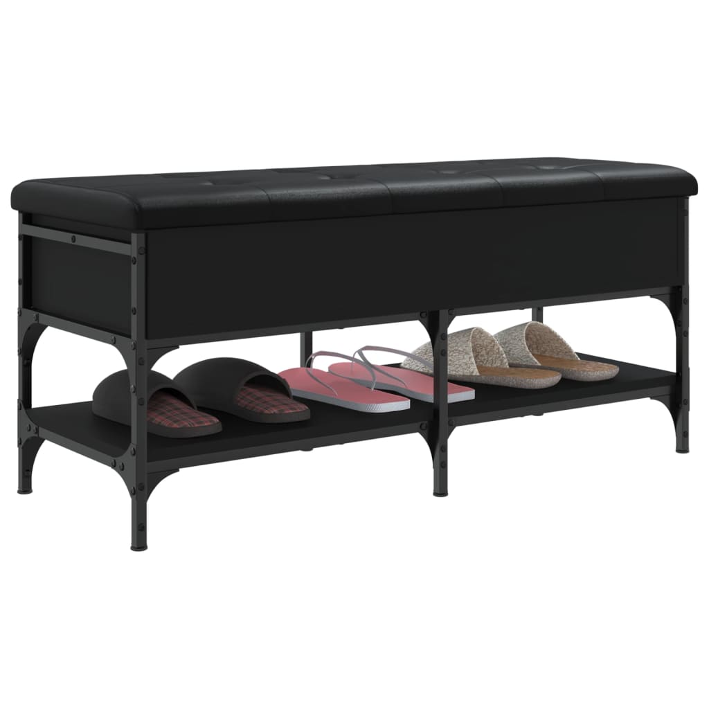 Panca Porta Scarpe Nera 102x42x45 cm in Legno Multistrato - homemem39